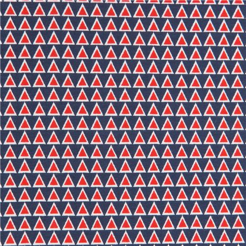 organic stretch knit fabric with white red navy blue triangle by monaluna 2