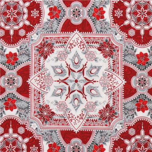 ornament pattern by Robert Kaufman with metallic silver embellishment