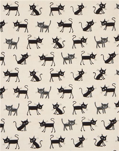 Remnant 42 cm - oxford cat CocoLand fabric in natural color from Japan 2
