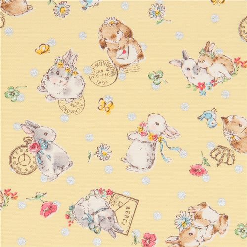 Tissu Oxford Kokka avec des lapins de Pques Tissu