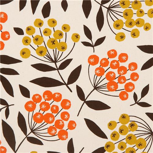 oxford natural color Cosmo flower and leaf fabric Fabric