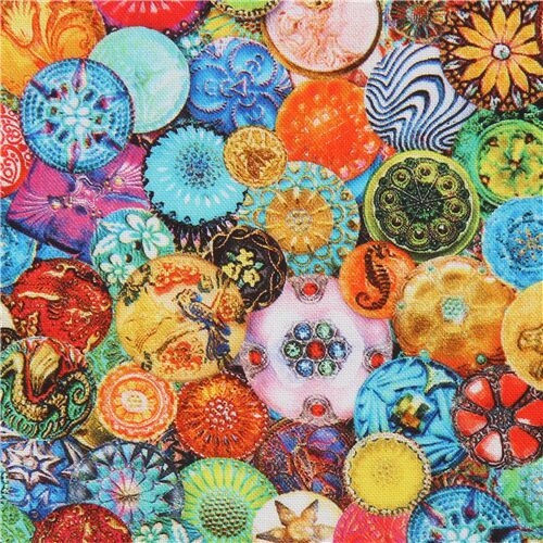 Rimanenza di (18 x 112 cm) - tessuto bottoni colorati Robert Kaufman -  modeS4u