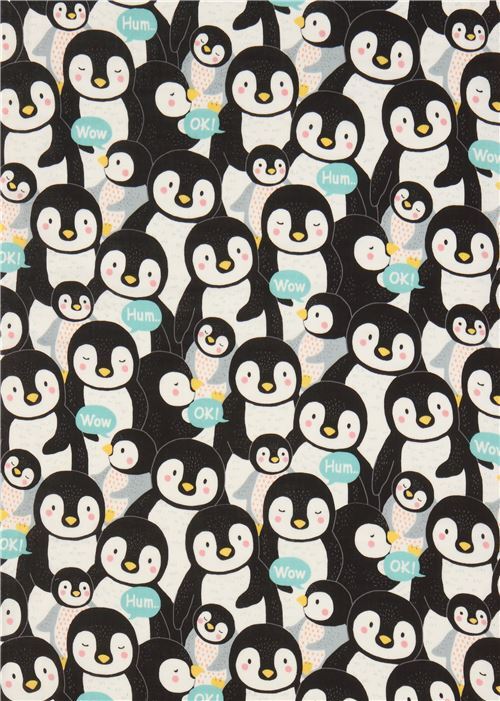 packed penguin Kokka double gauze fabric from Japan modeS4u