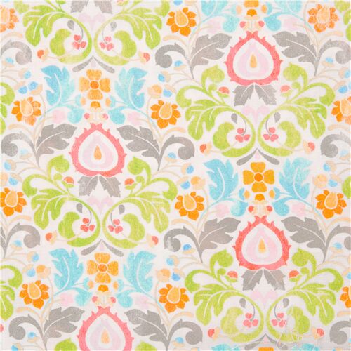Paisley Retro Floral Colourful Damask Fabric by Michael Miller - modeS4u
