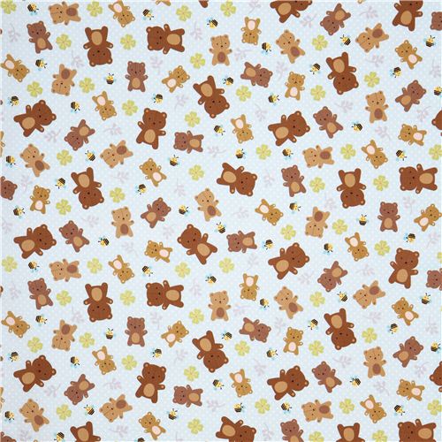 pale blue bear fabric Little Brown Bear Quilting Treasures - Animal ...