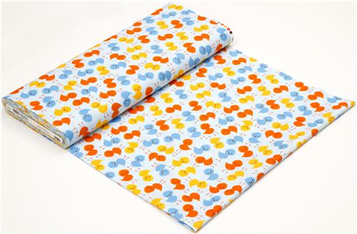 pale blue fabric with colourful chicks by Robert Kaufman 3