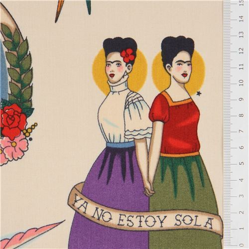 Remnant (23 x 112 cm) - pale brown Alexander Henry fabric Frida 11