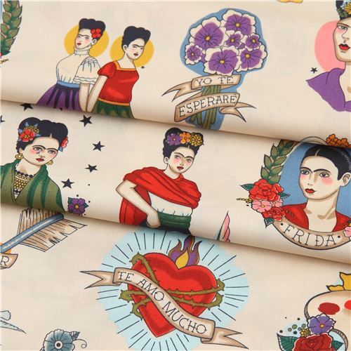 Remnant (23 x 112 cm) - pale brown Alexander Henry fabric Frida 13