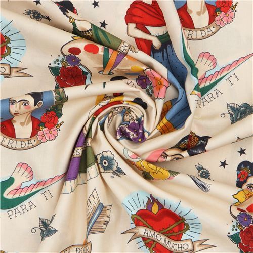 Remnant (23 x 112 cm) - pale brown Alexander Henry fabric Frida 14