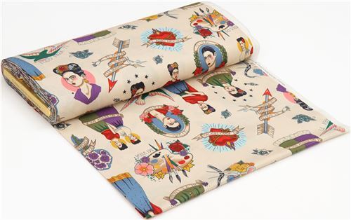 Remnant (23 x 112 cm) - pale brown Alexander Henry fabric Frida 15