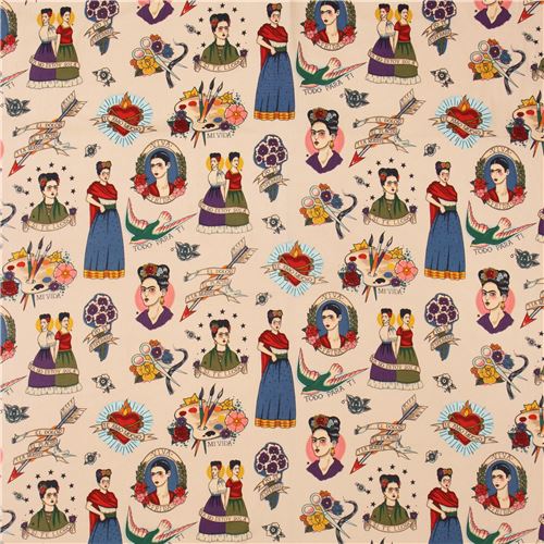 Remnant 29 cm - pale brown Alexander Henry fabric Frida 2