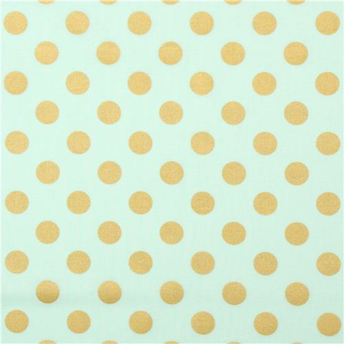 Remnant (27 x 112 cm) - pale green Michael Miller fabric Quarter Dot Pearlized with shiny gold dots 2
