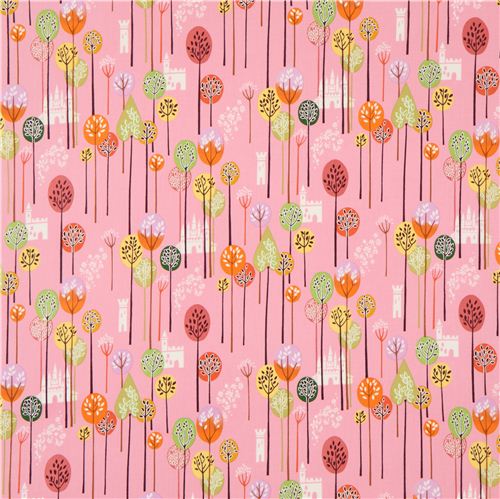 pale pink Alexander Henry fairy tale fabric castle forest