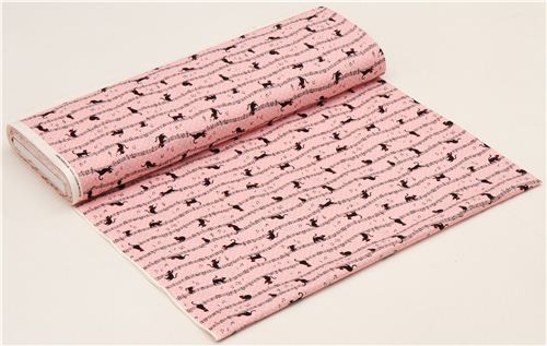 pale pink Cosmo cat fabric with musical notes from Japan 3