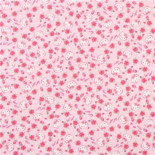 pale pink Hello Kitty rose garden fabric by Kokka  2