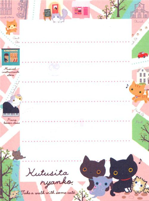 pale pink Kutusita Nyanko cat street map mini Note Pad - modeS4u