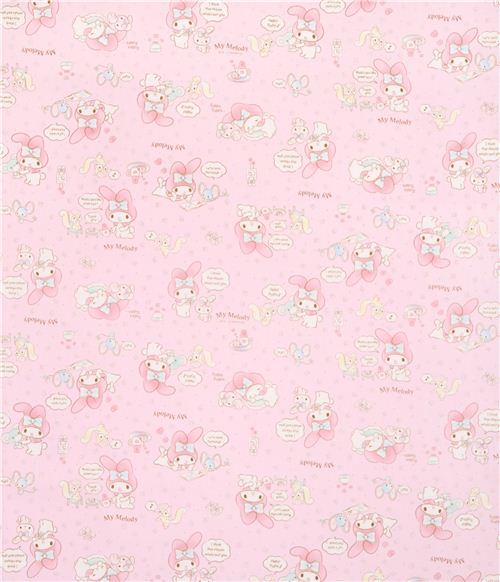 pale pink My Melody bunny tea plush toy Sanrio oxford fabric from Japan ...