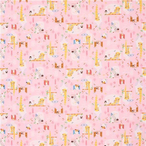 pale pink Rapunzel fairy tale oxford fabric by Kokka 3