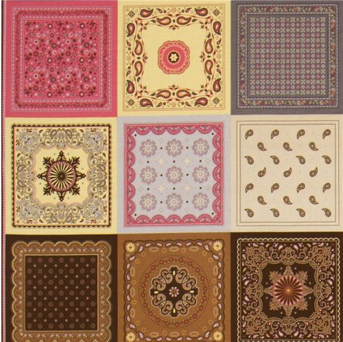 pale rosa Riley Blake fabric with patchwork squares paisley 1
