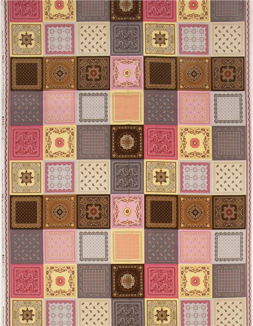 pale rosa Riley Blake fabric with patchwork squares paisley 2
