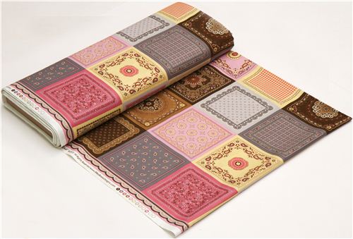 pale rosa Riley Blake fabric with patchwork squares paisley 3