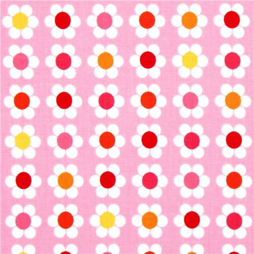 pale pink Robert Kaufman fabric with white flowers 2