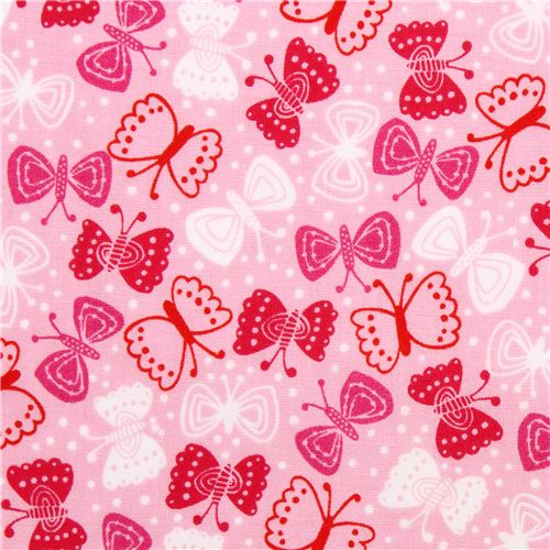pale pink asia butterfly pattern fabric by Robert Kaufman 1