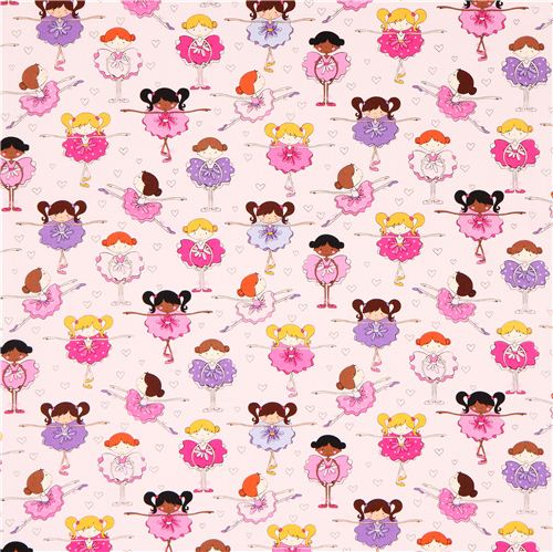 pale pink ballerina fabric with hearts Timeless Treasures 2