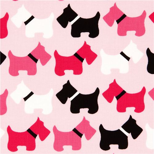 pale rosa fabric with Scottie dogs terrier Robert Kaufman 1
