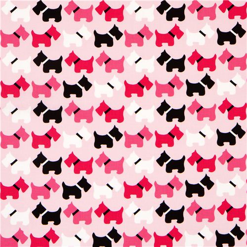 pale rosa fabric with Scottie dogs terrier Robert Kaufman 2