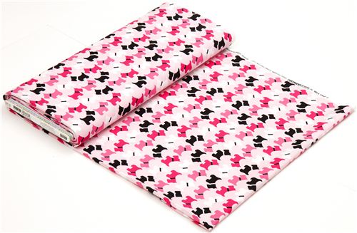 pale rosa fabric with Scottie dogs terrier Robert Kaufman 3