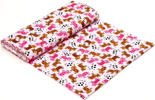 pale pink fabric with dotted cows by Robert Kaufman USA 3