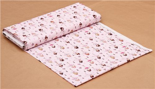 Stoffrest (44 x 112 cm) - rosa Glitzer Ballerina M�dchen Stoff von Timeless Treasures  6