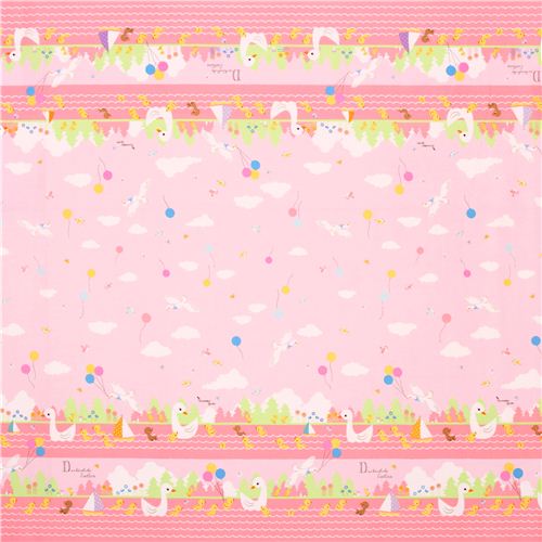 rosaner Gans Ente Tier Oxford Stoff von Kokka aus Japan 4