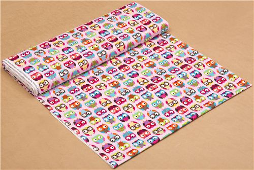 pale pink owl fabric Timeless Treasures colourful owls 5