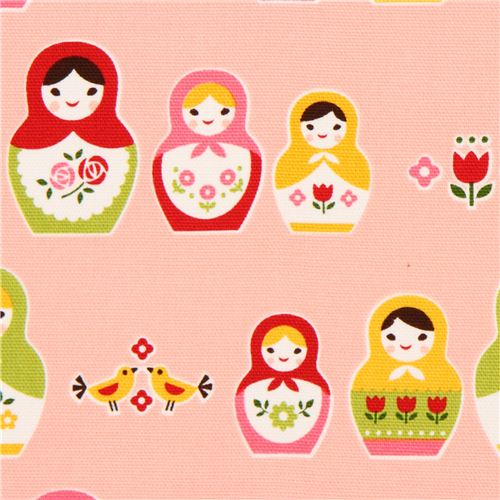 pale pink oxford matryoshka fabric by Cosmo from Japan Fabric by Cosmo