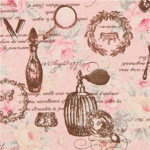 pale pink perfume retro Canvas fabric by Cosmo from Japan Fabric by