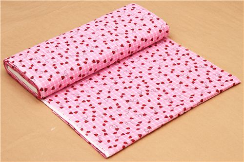 pale pink plaid ladybird animal flannel fabric USA - modeS4u