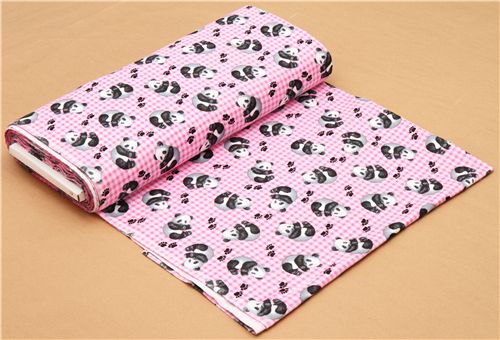 rosa Plaid Pandab�r Tier Flanellstoff aus den USA 3