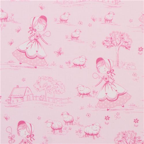 pale pink sheep farm shepherd animal fabric Timeless Treasures USA