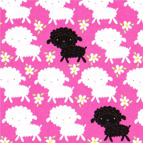 pale rosa sheep flannel fabric flowers Timeless Treasures 1