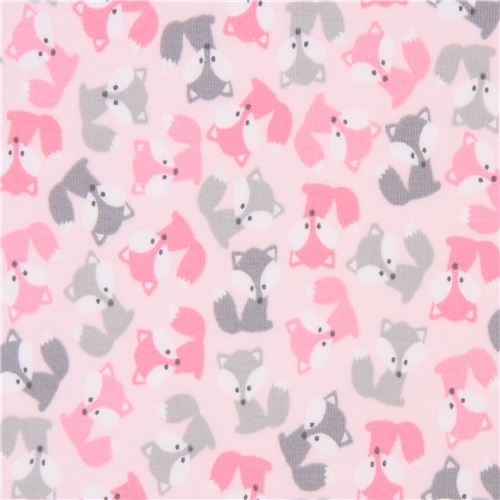 pale pink small fox knit fabric Robert Kaufman USA Fabric by Robert