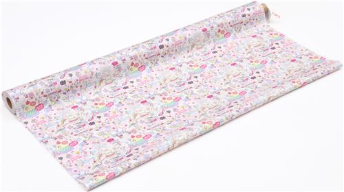 pale pink white Hello Kitty cupcake candy cloud laminate fabric Sanrio Japan 3