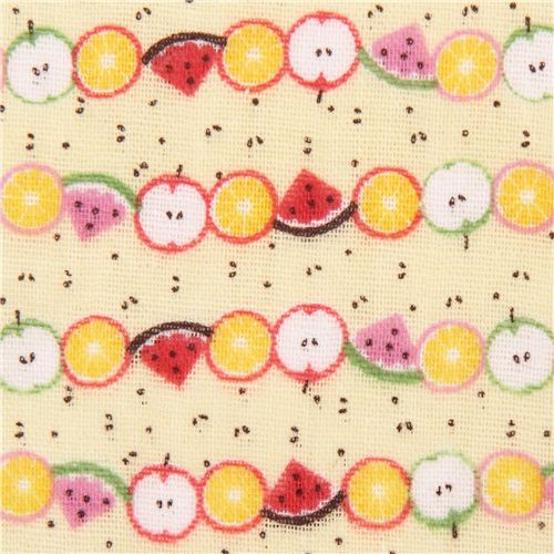 pale yellow double gauze fruit fabric from Kokka Japan Fabric by Kokka