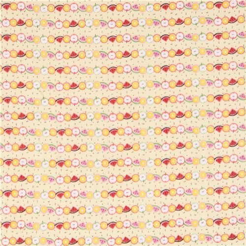 pale yellow double gauze fruit fabric from Kokka Japan Fabric by Kokka