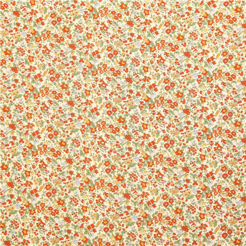 Vintage Orange & Yellow Floral Cotton Fabric By the Yard BTY 