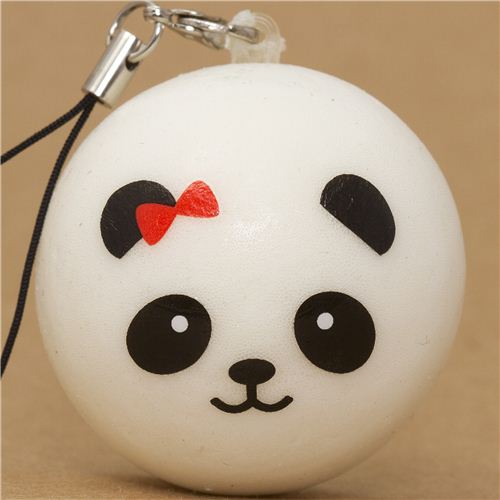 panda bear bun with red bow squishy cellphone charm - Food Squishies ...