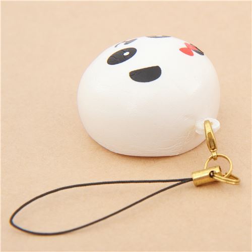 panda bear bun with red bow squishy 4