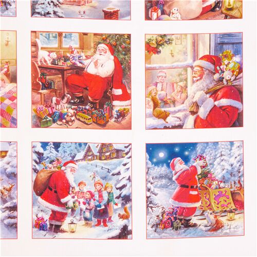 Panneau De Tissu De Noël « Santa’s On His Way » – Dan Di Paolo Pour Clothworks – Coton Imprimé Motif Père Noël – Neuf