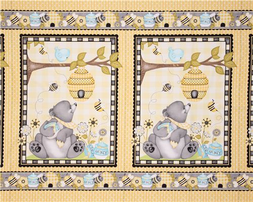 Paneel Honig Biene B�r Tier Stoff Honey Bee Mine 2